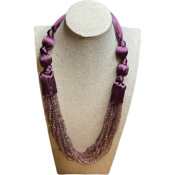 Kristin Davis Purple Silk & Beaded Multi-Strand Necklace With Adjustable Clasp - Picture 4 of 7